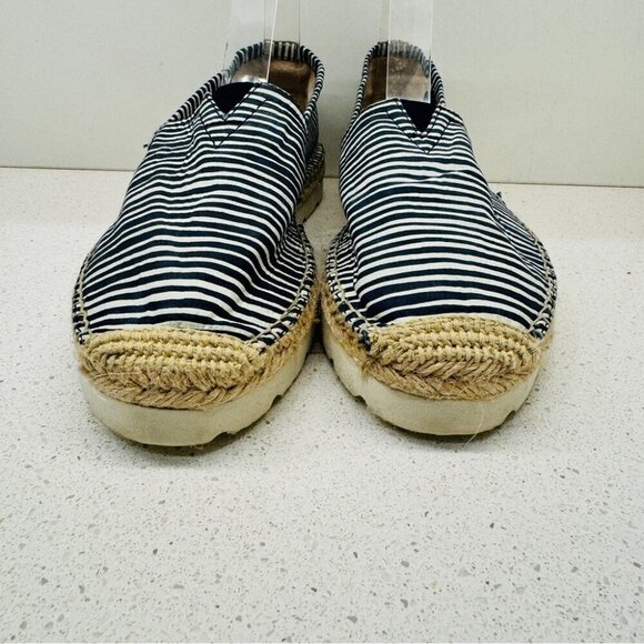 EXE Espadrille Nautical Navy White Striped Marine Shoes Flats  Boho Beachy Sz 41 - Picture 3 of 12